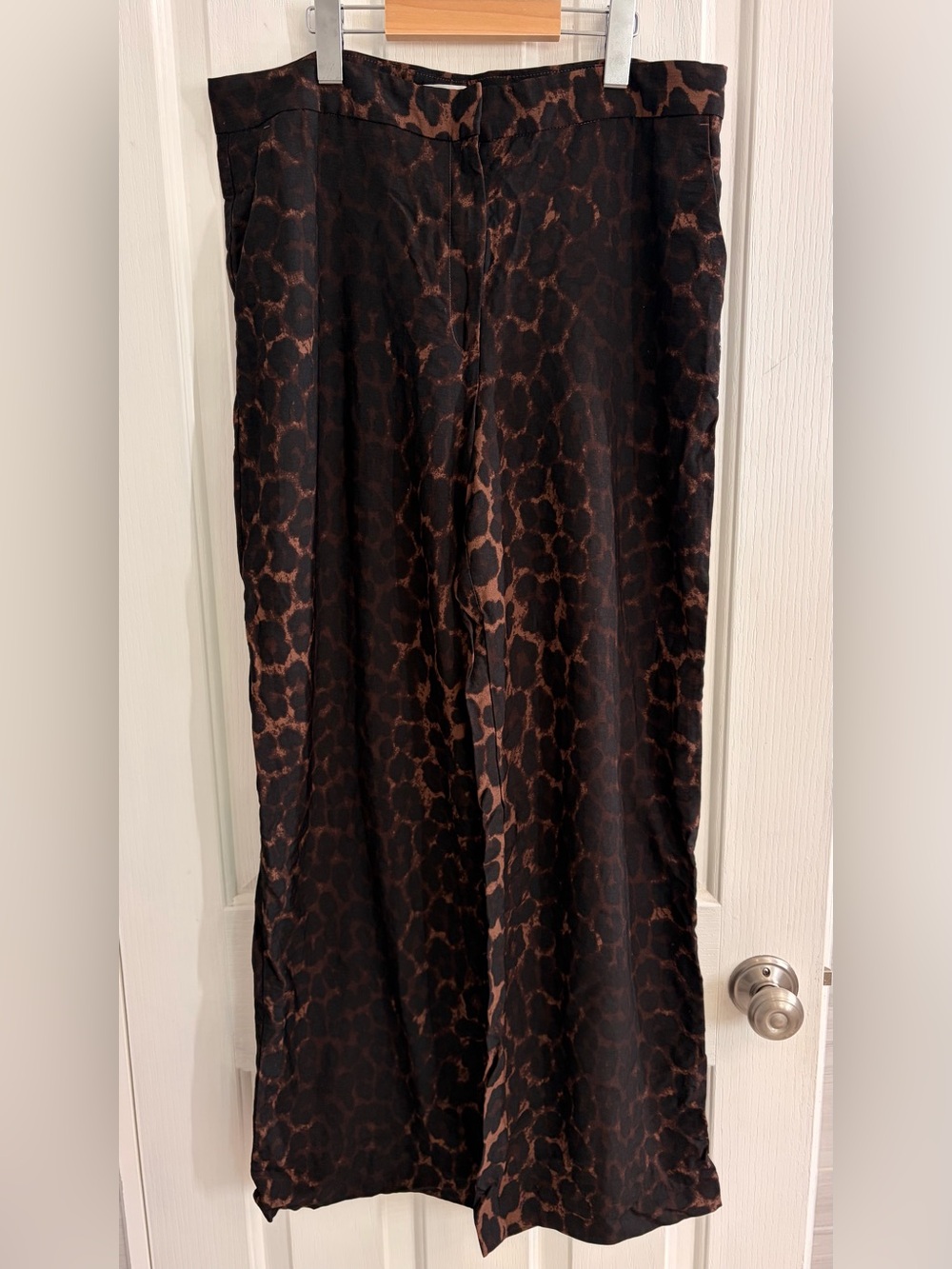 H&M Brown & Black Wide-Leg Animal Print Pants